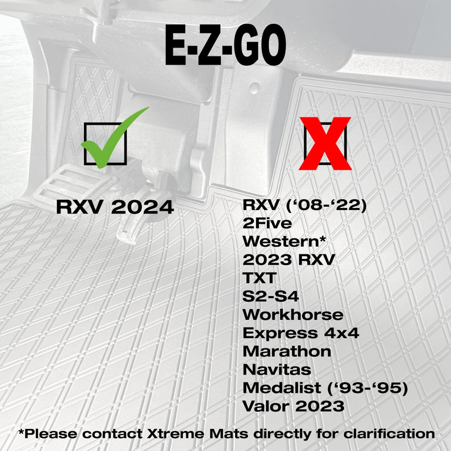 Xtreme Floor Mats for EZGO RXV 2024-Up - Black/Gray