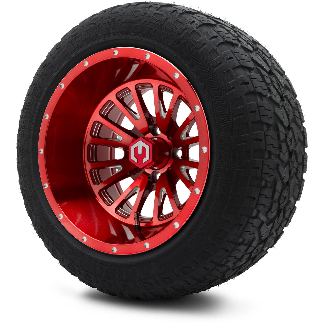 MODZ® 14" Assassin Brushed Red with Ball Mill Wheels & Off-Road Tires Combo