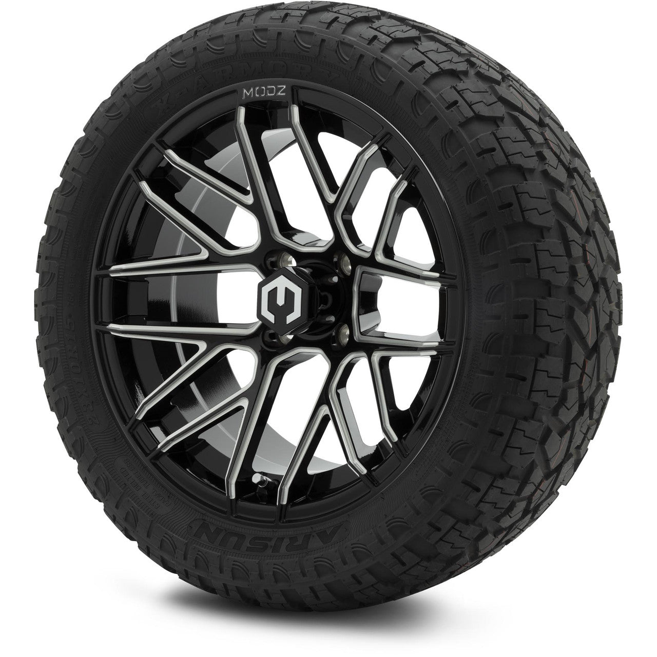 MODZ® 15" Matrix Glossy Black with Ball Mill Wheels & Off-Road Tires Combo