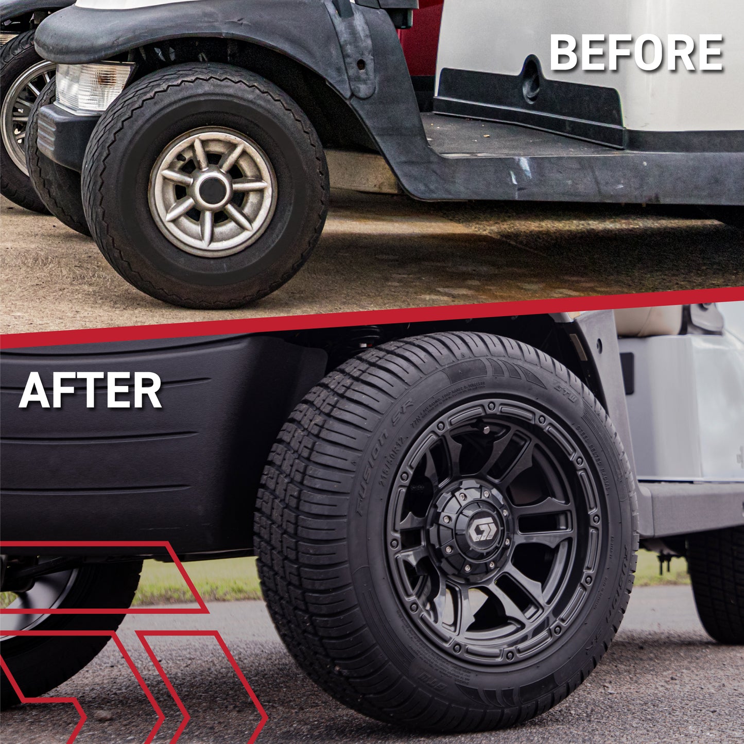 GTW® Shogun Chrome 14 in Wheels with 23X10-R14 Nomad Steel Belt Radial All-Terrain Tires - Full Set