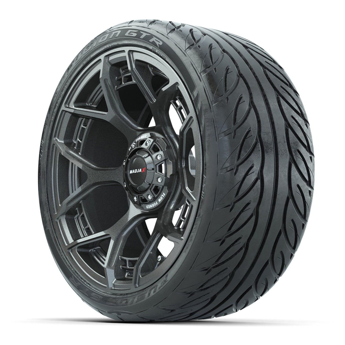 Set of (4) 15" MadJax® Flow Form Evolution Gunmetal Wheels with GTW® Fusion GTR Street Tires