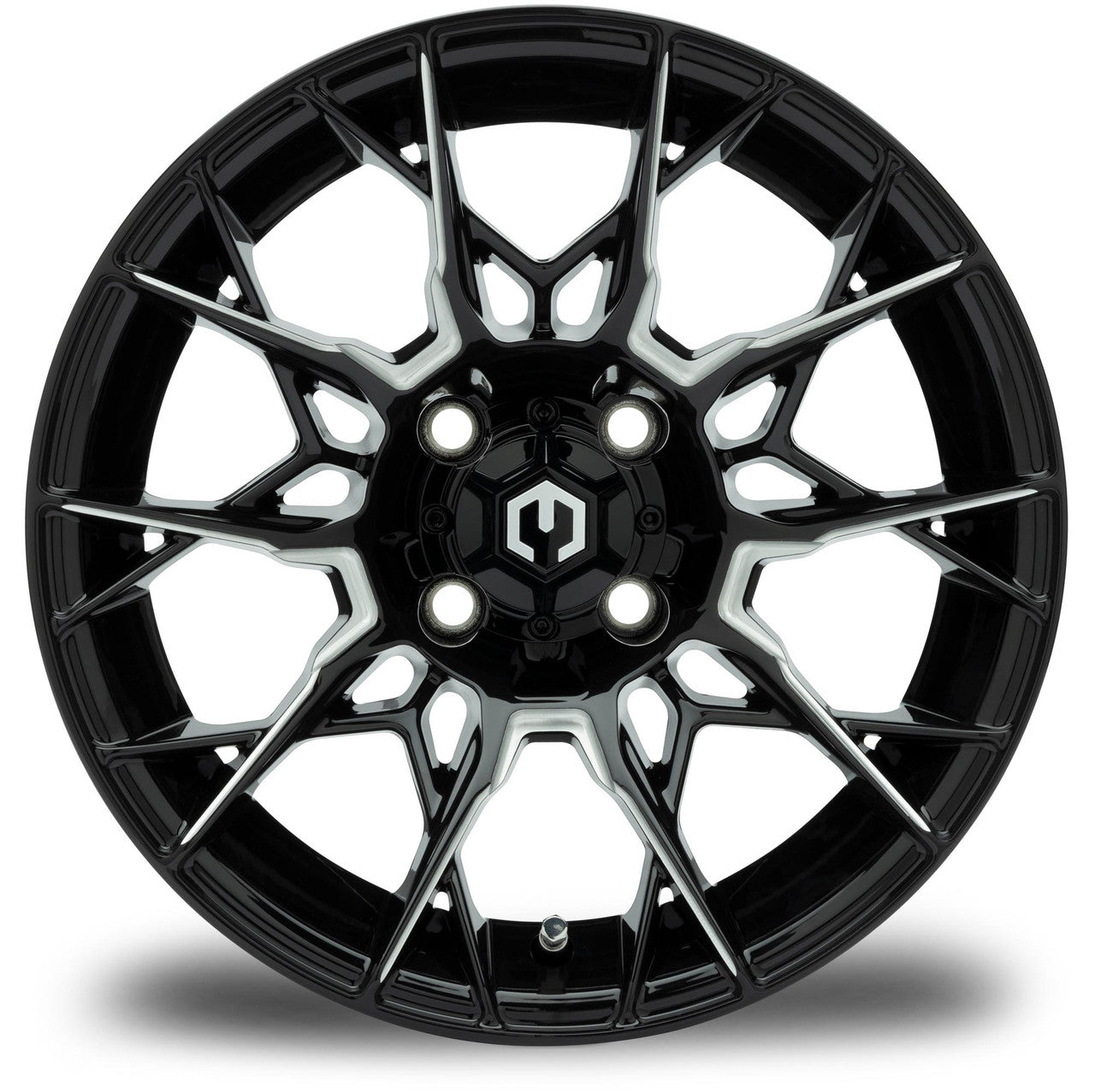 MODZ® Chaos Glossy Black with Ball Mill 14" Golf Cart Wheel