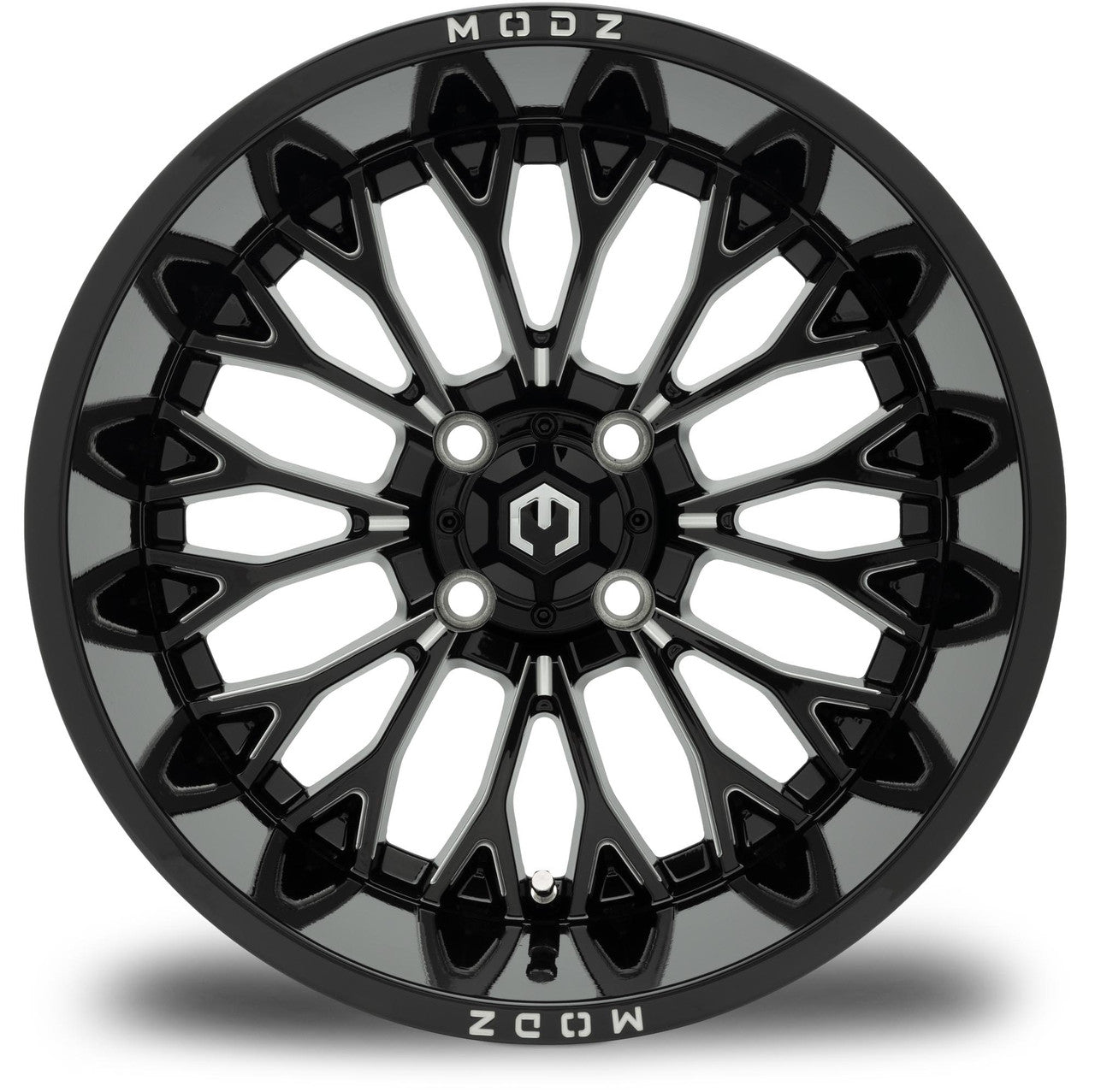 MODZ® Convict Glossy Black with Ball Mill 15x10" Golf Cart Wheel