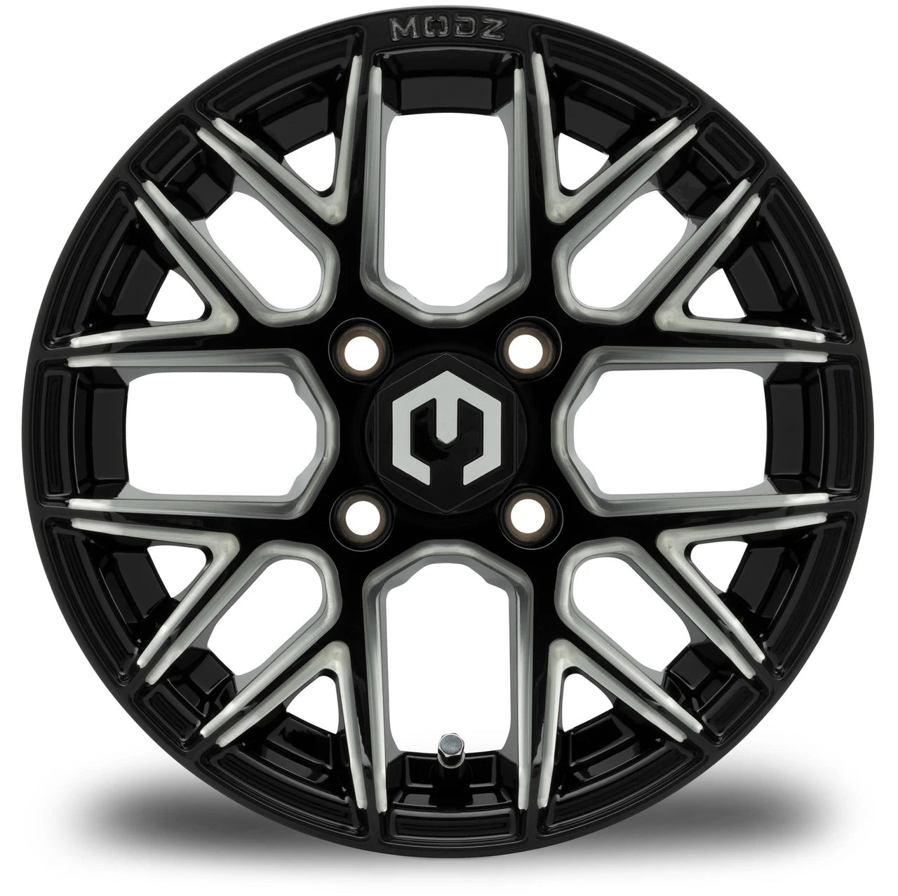 MODZ® Matrix Glossy Black with Ball Mill 12" Golf Cart Wheel