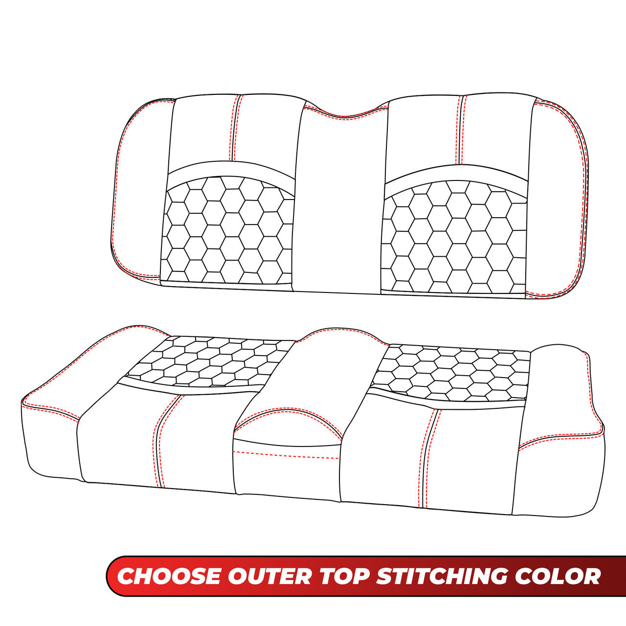 MODZ® FS1 TOP STITCH FRONT SEAT FOR CLUB CAR, EZGO, ICON/EV1 & YAMAHA - CUSTOM