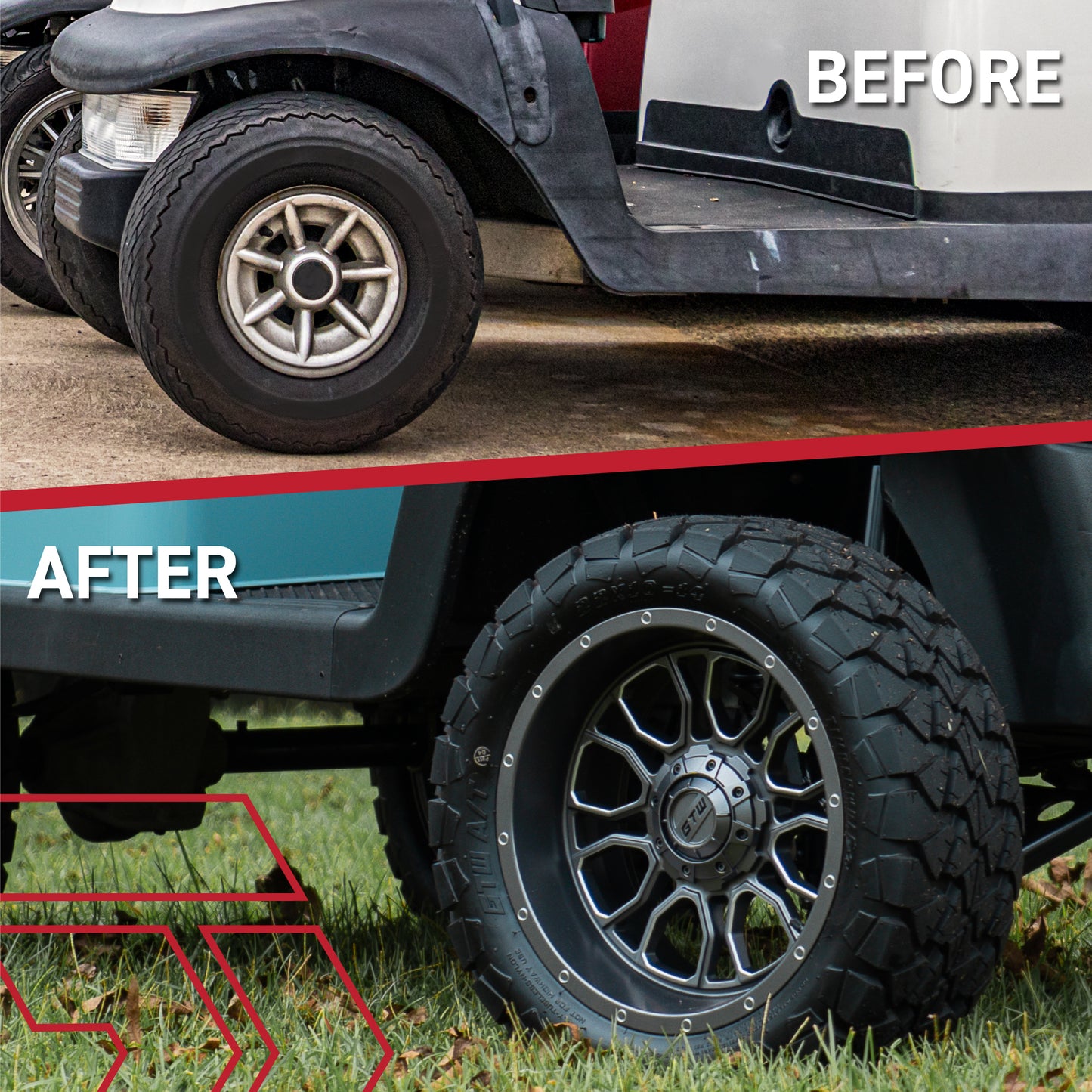 GTW® Volt Gunmetal 12 in Wheels with 23x10-R12 Maverick All-Terrain Tires – Full Set