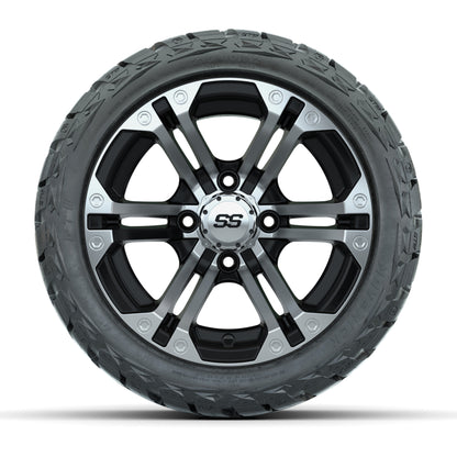 GTW Specter Black/Machined 12 in Wheels with 215/40-R12 Maverick Low-Profile All-Terrain Tires – Full Set
