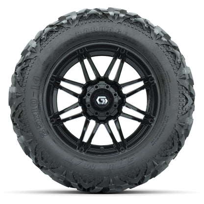 GTW Stealth Gloss Black 14 in Wheels with 25x10-14 Barrage Mud Tires – Full Set