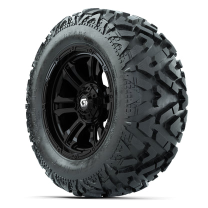 GTW Shogun Gloss Black 14 in Wheels with 25x10-14 Barrage Mud Tires – Full Set