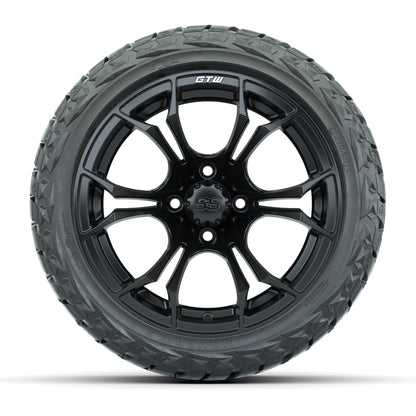 GTW Spyder Matte Black 14 in Wheels with 23x10.00-R14 Maverick All-Terrain Tires – Full Set