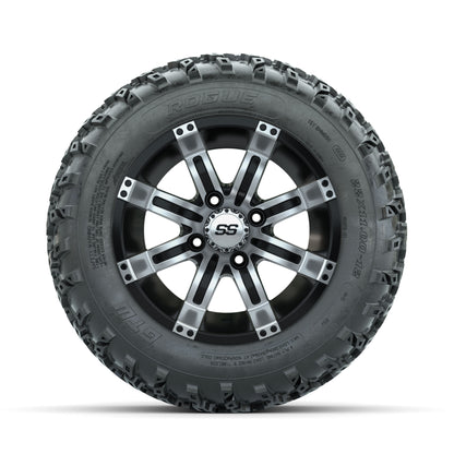 GTW Tempest Machined/Black 12 in Wheels with 22x11.00-12 Rogue All Terrain Tires – Full Set