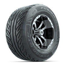 GTW® Storm Trooper Black/Machined 12 in Wheels with 255/55-R12 Fusion GTR Steel Belt Radial Street Tires - Full Set