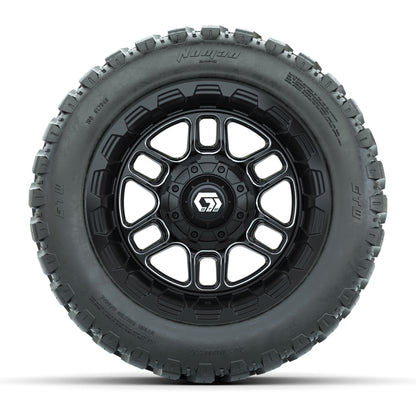 GTW® Titan Black/Machined 12 in Wheels with 20X10-12 Nomad Steel Belt Radial All-Terrain Tires – Full Set