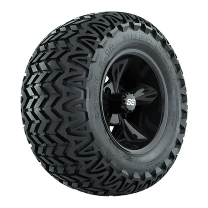 GTW® Godfather Black 12 in Wheels with 23X10.5-12 Predator All-Terrain Tires – Full Set