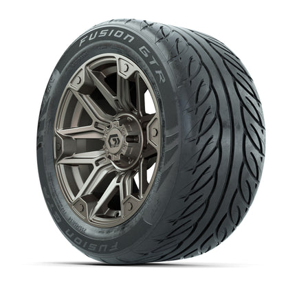 GTW® Graffiti Bronze/Black 14 in Wheels with 255/45-R14 Fusion GTR Steel Belt Radial Street Tires – Full Set