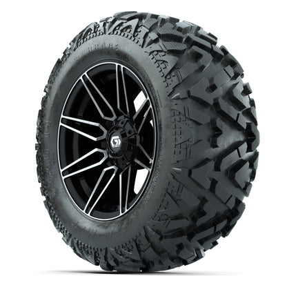 GTW Stealth Black/Machined 14 in Wheels with 25x10-14 Barrage Mud Tires – Full Set