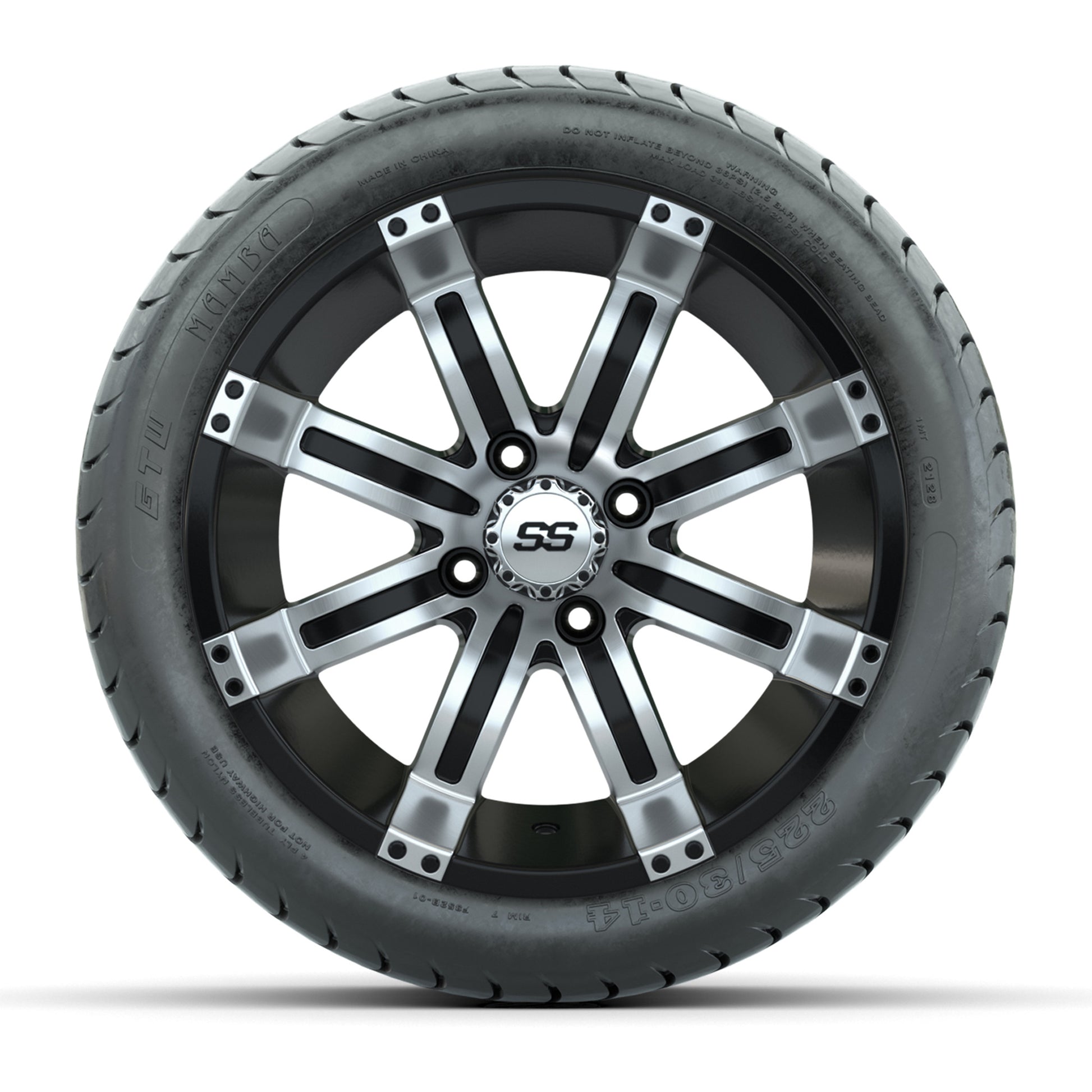 14” GTW Tempest Machined/Black Wheels with Mamba Street Tires – Set of 4
