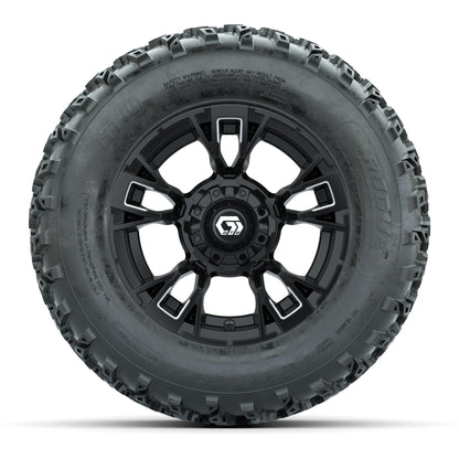 GTW® Vandal Matte Black/Machined 12 in Wheels with 23X10.00-12 Rogue All-Terrain Tires – Full Set