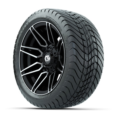 GTW® Stealth Black/Machined 12 in Wheels with 215/35-12 Mamba Street Tires – Full Set