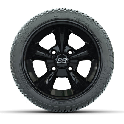 GTW Godfather Black 12 in Wheels with 205/30-12 Fusion Street Tires – Full Set