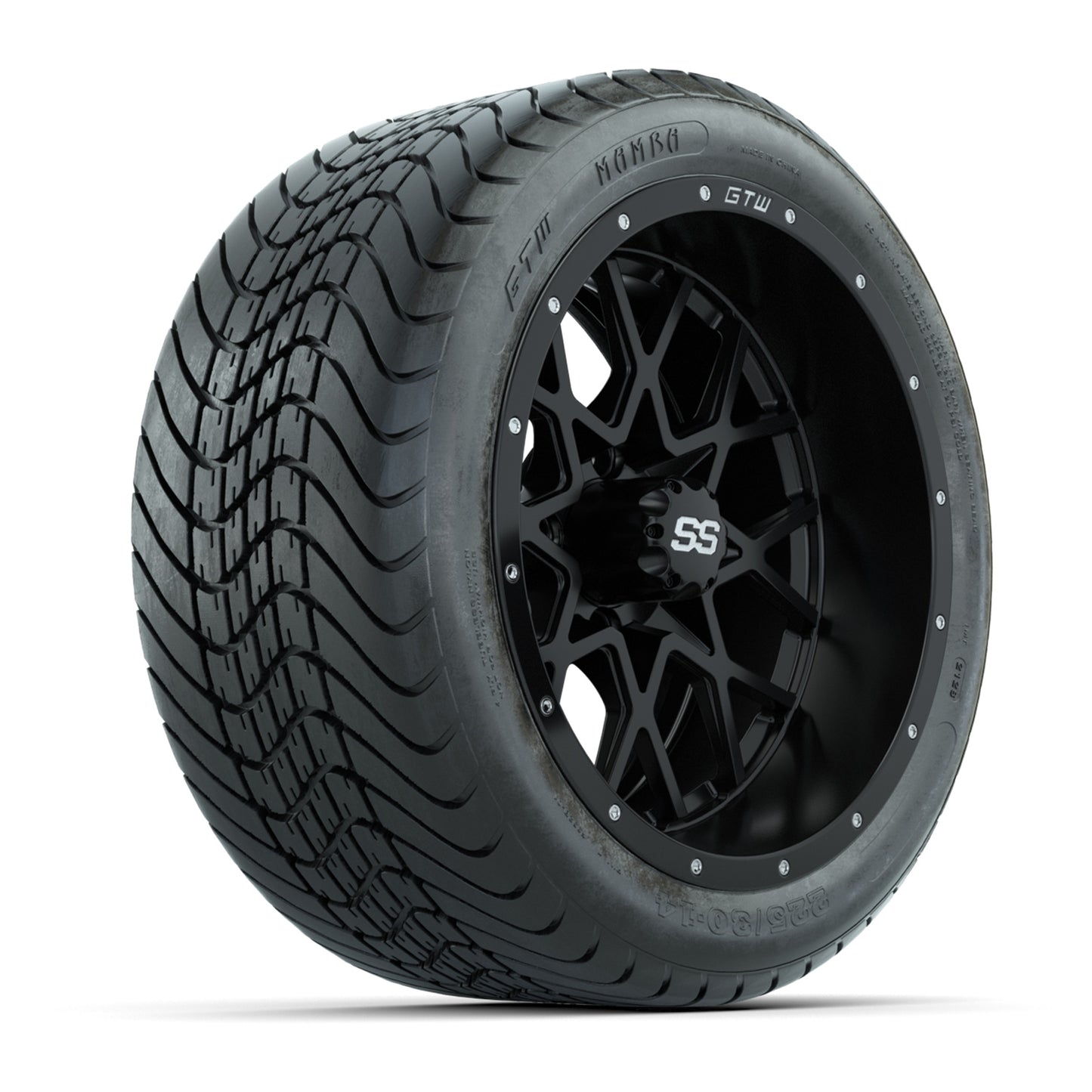 Set of (4) 14 in GTW Vortex Wheels with 225/30-14 Mamba Street Tires