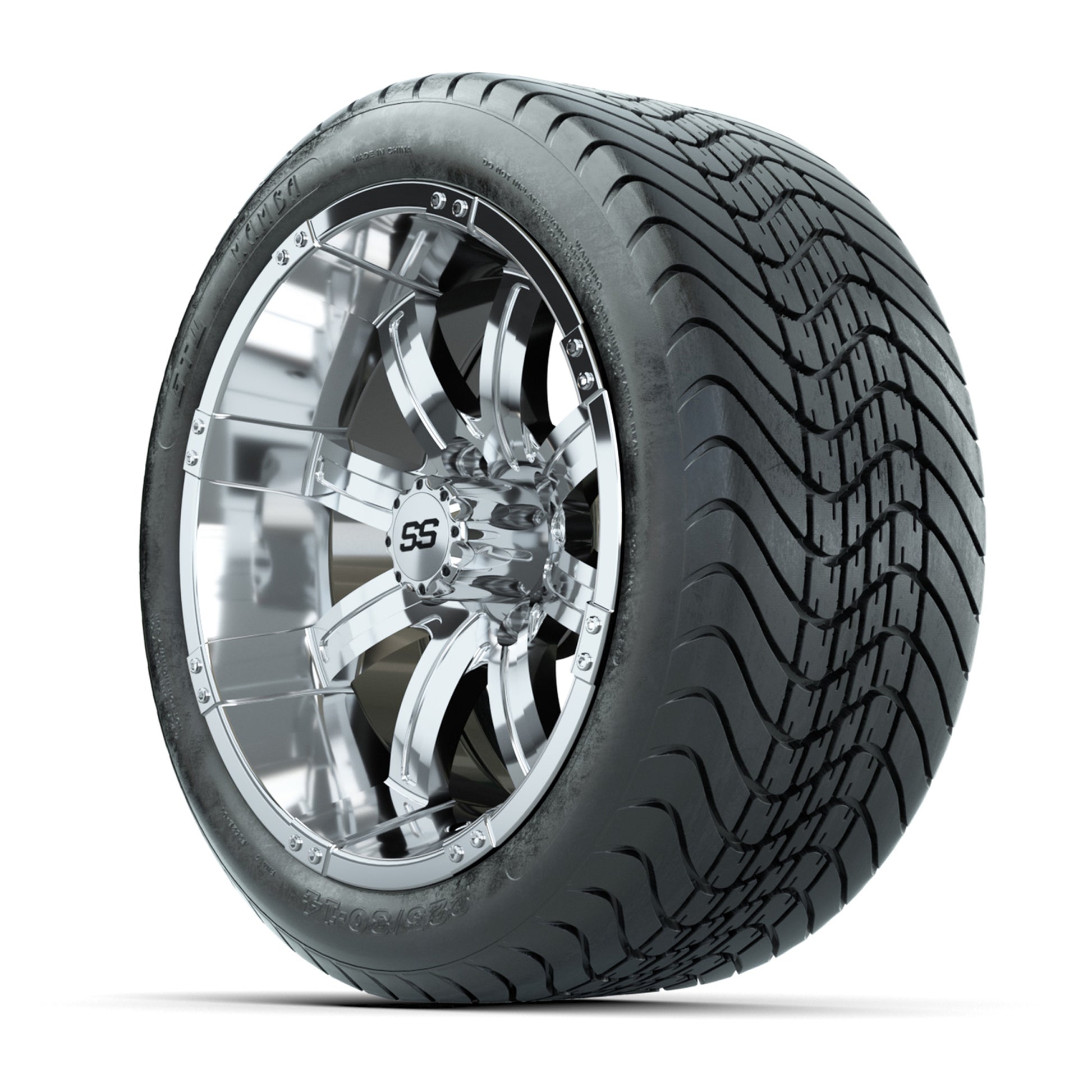 14” GTW Tempest Chrome Wheels with Mamba Street Tires – Set of 4