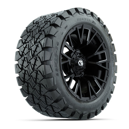 GTW® Vandal Matte Black/Machined 14 in Wheels with 22x10-14 Timberwolf All-Terrain Tires – Full Set