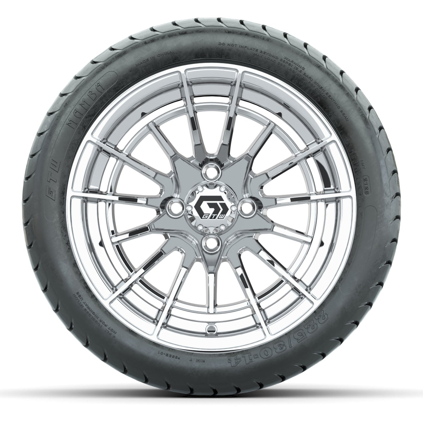 GTW Boost Chrome 14 in Wheels with 225/30-14 Mamba Street Tires – Full Set