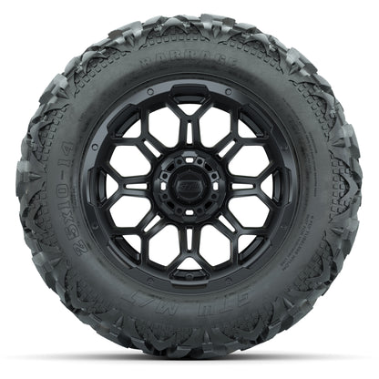 GTW Bravo Matte Black 14 in Wheels with 25x10-14 Barrage Mud Tires – Full Set