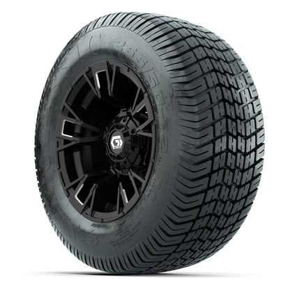 GTW® Vandal Matte Black/Machined 12 in Wheels with 255/50-12 Excel Classic Street Tires – Full Set