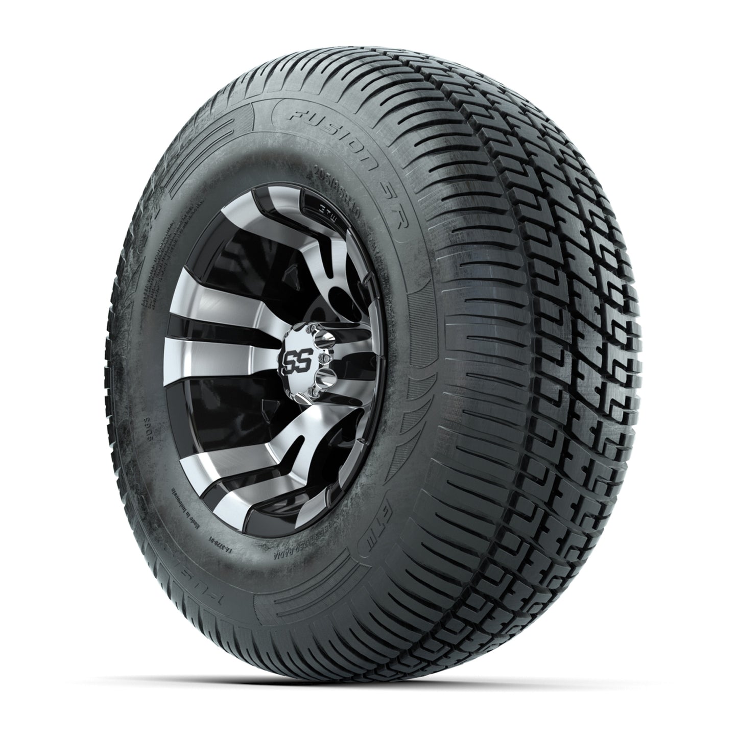 GTW Vampire Black and Machined 10 in Wheels with 20in Fusion Street Tires – Set of 4