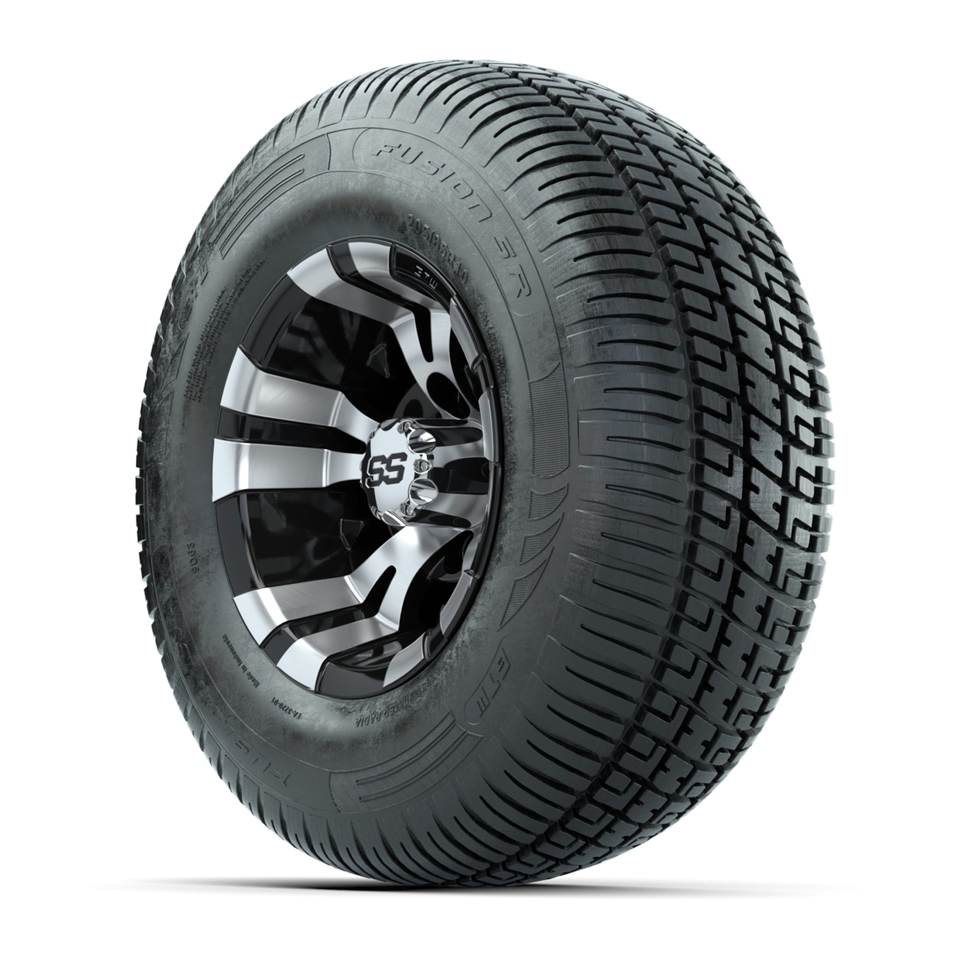 GTW Vampire Black and Machined 10 in Wheels with 20in Fusion Street Tires – Set of 4