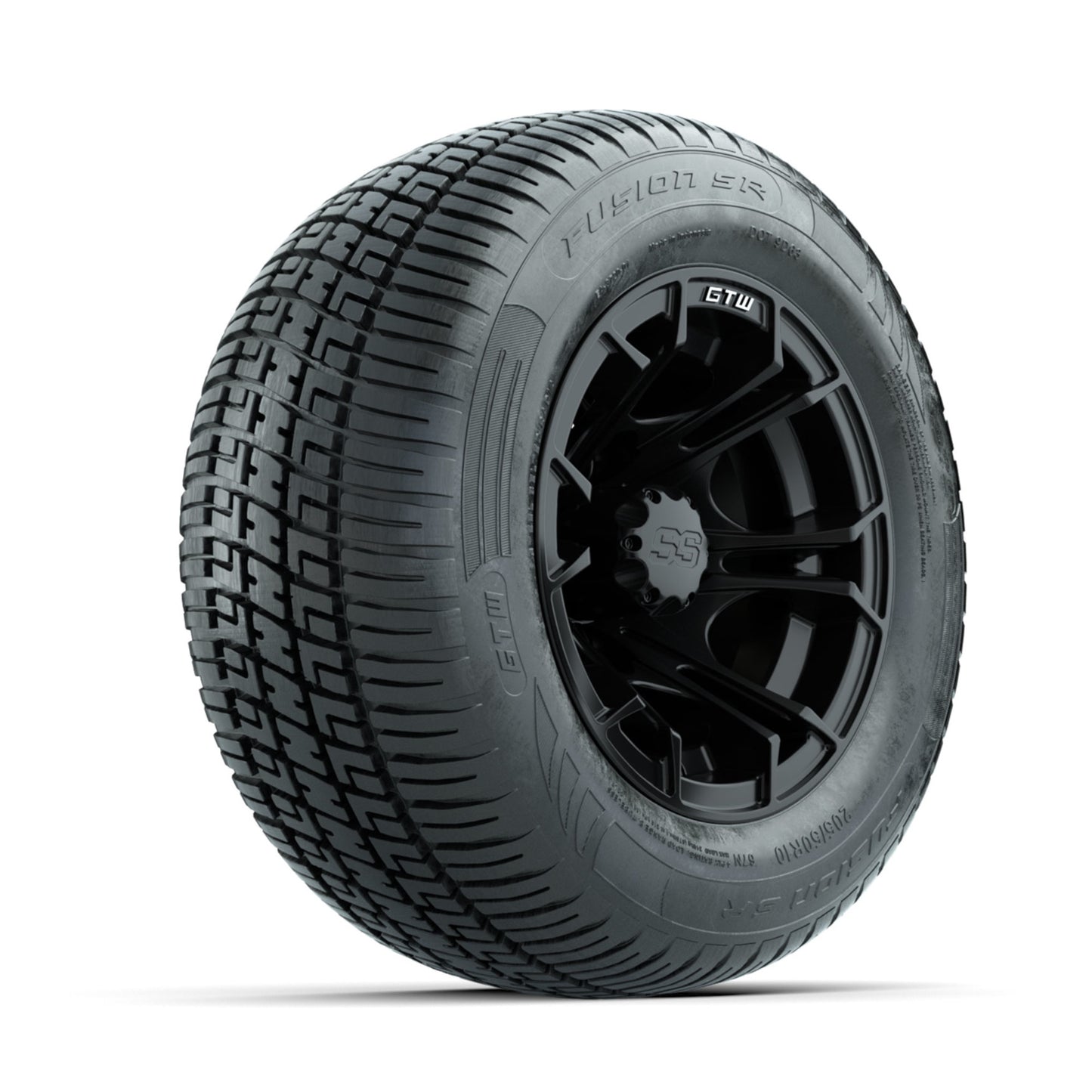 GTW Spyder Matte Black 10 in Wheels with 205/50-10 Fusion SR Steel Belted Radial Tires - Full Set