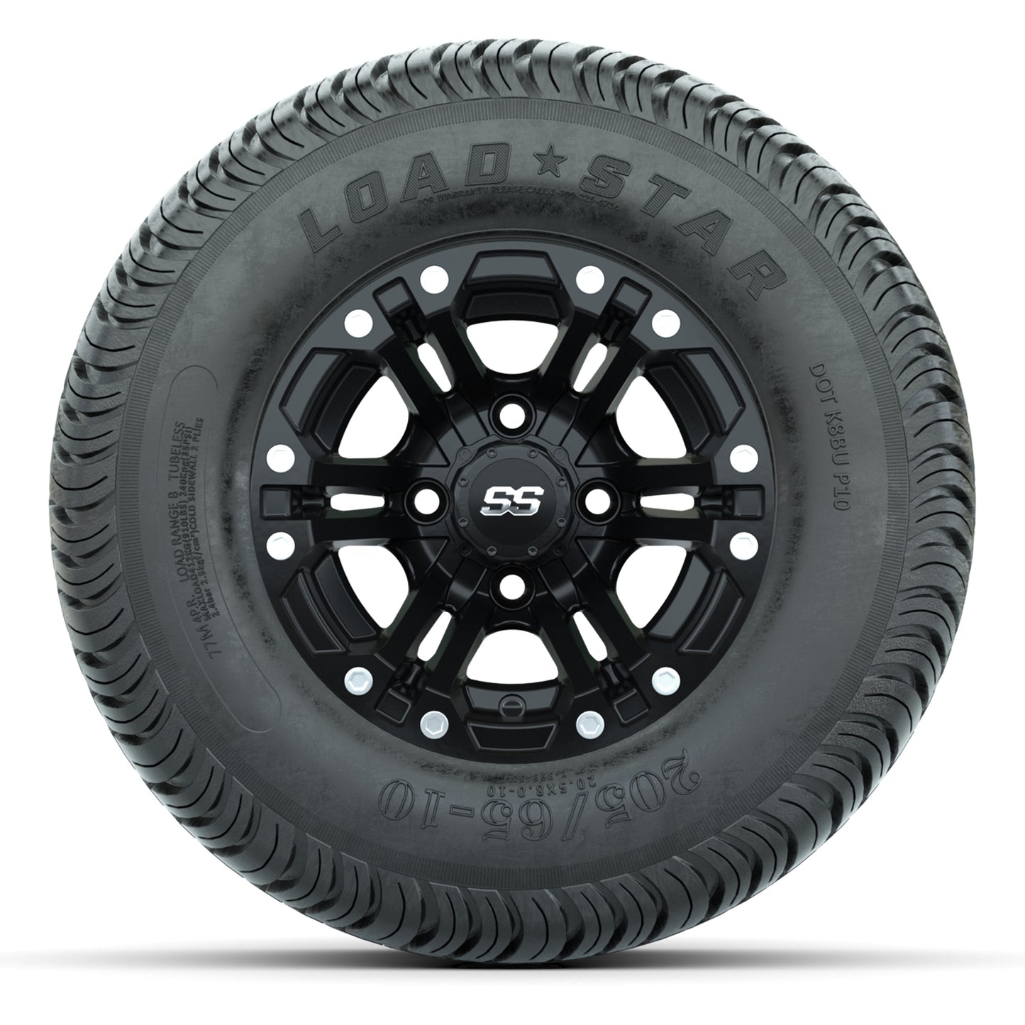 GTW Specter Matte Black 10 in Wheels with 205/65-10 Kenda Load Star Street Tires – Full Set