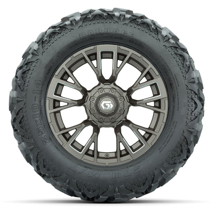 GTW Vandal Bronze/Machined 14 in Wheels with 25x10-14 Barrage Mud Tires – Full Set