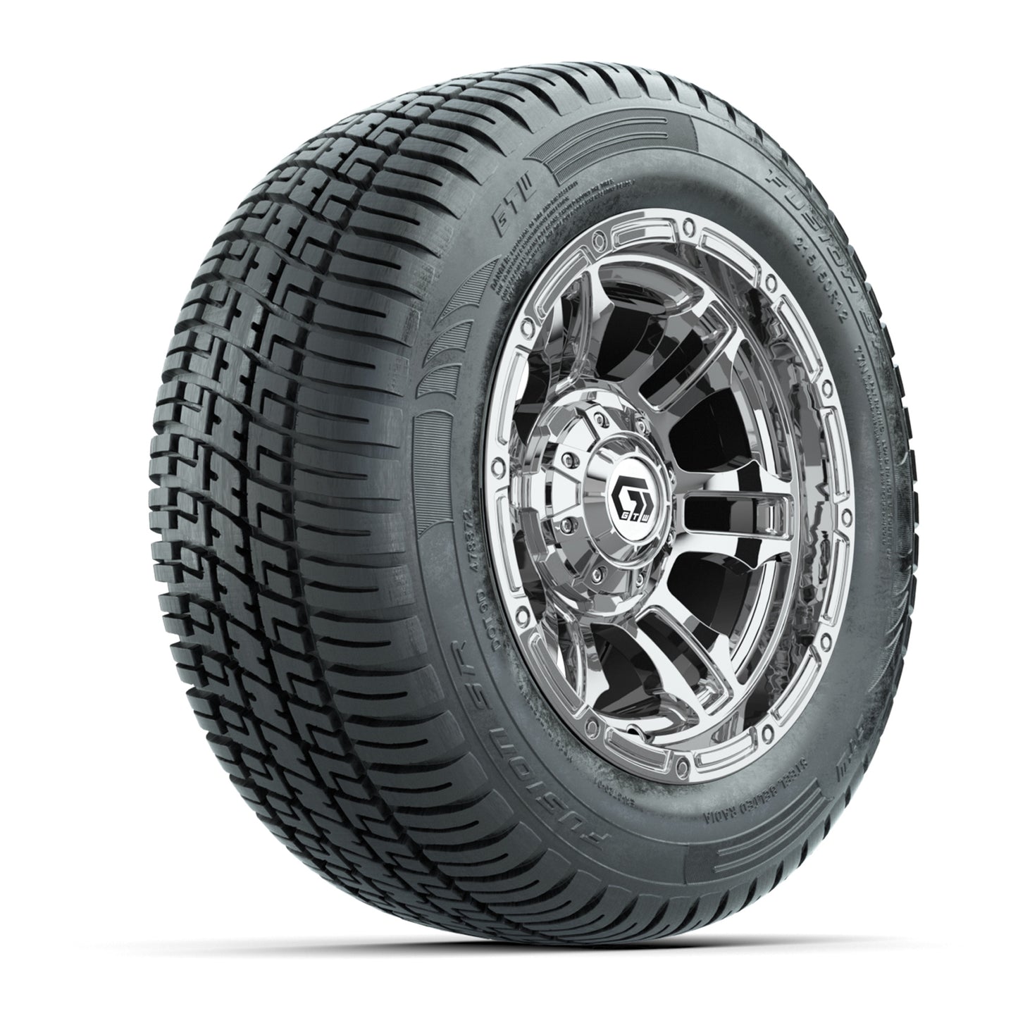 GTW® Shogun Chrome 12 in Wheels with 215/50-R12 Fusion S/R Steel Belt Radial Tires - Full Set