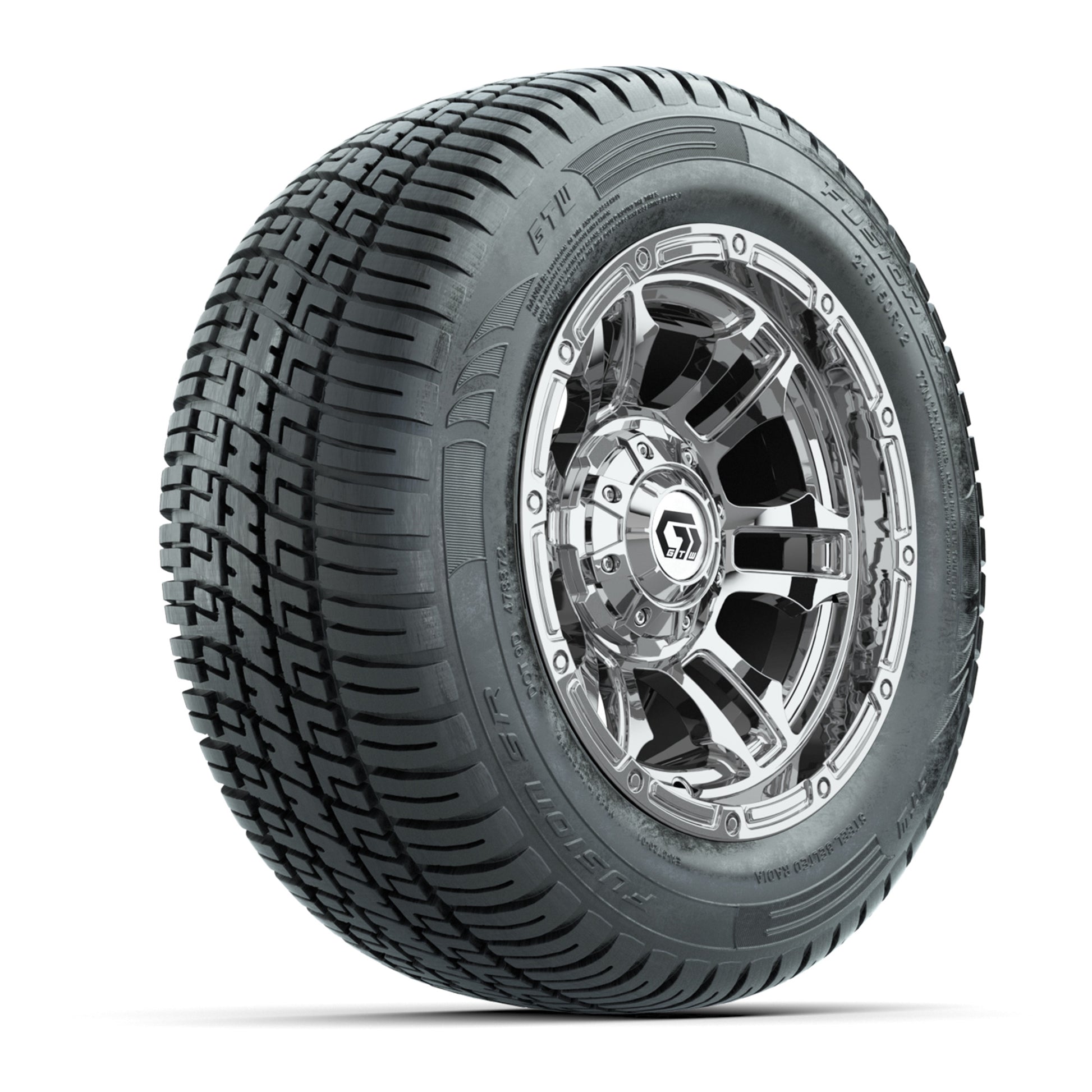 GTW® Shogun Chrome 12 in Wheels with 215/50-R12 Fusion S/R Steel Belt Radial Tires - Full Set