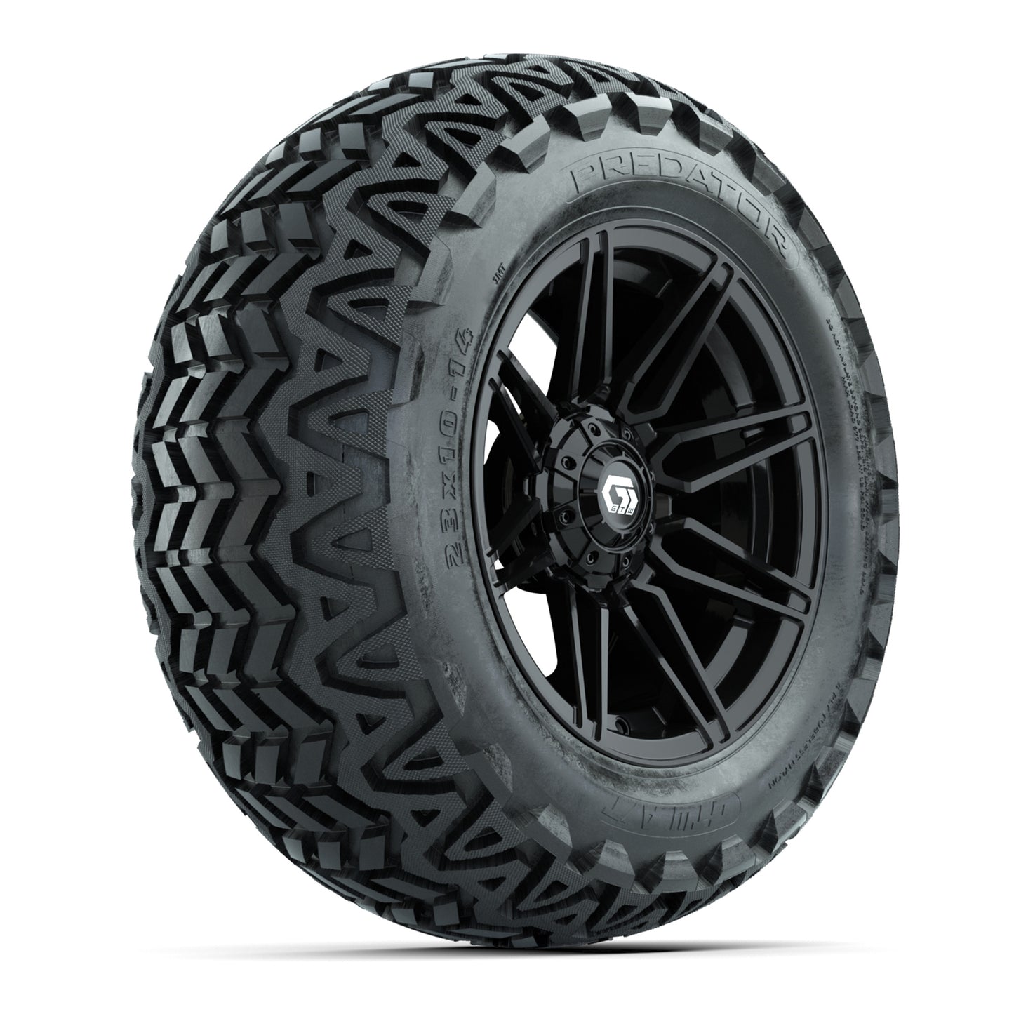 GTW® Stealth Gloss Black 14 in Wheels with 23x10-14 Predator All-Terrain Tires – Full Set