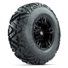 GTW® Vandal Matte Black/Machined 12 in Wheels with 25X10-12 Barrage Mud Tires – Full Set