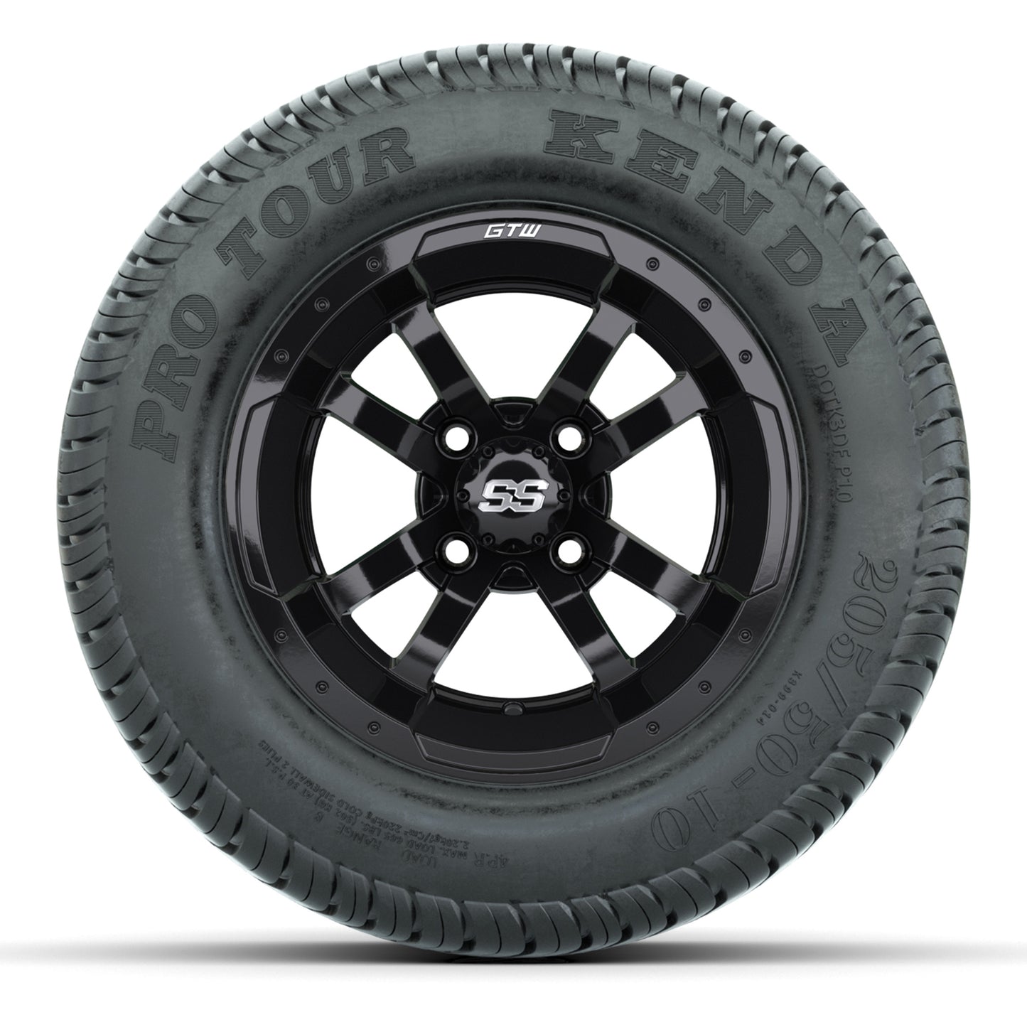 GTW Storm Trooper Black 10 in Wheels with 205/50-10 Kenda Pro Tour Steet Tires – Full Set