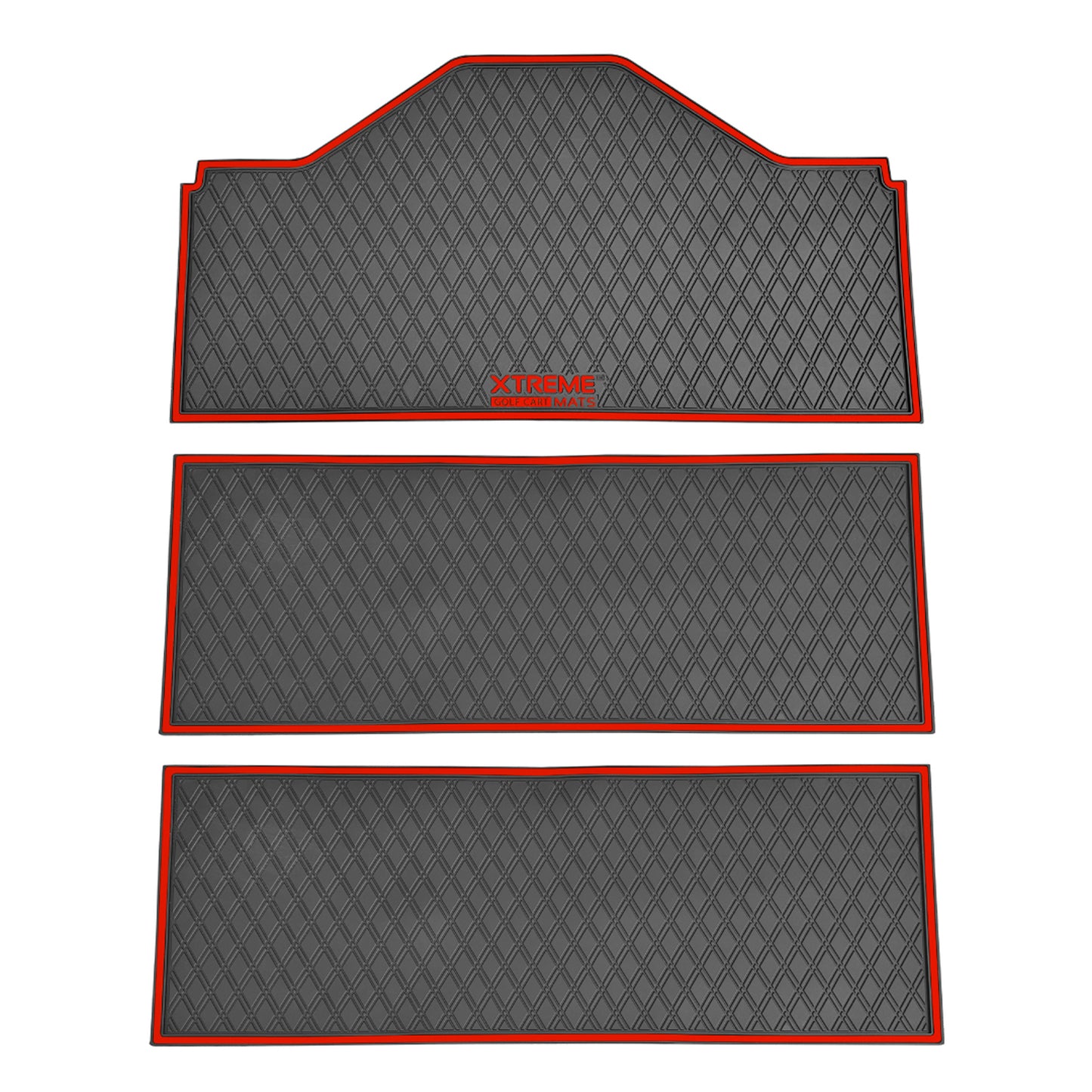 Xtreme Front & Two Middle Floor Mats for Evolution D5 Ranger & Maverick – Black/Red