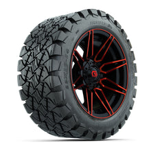 GTW® Stealth Gloss Black/Red 14 in Wheels with 22x10-14 Timberwolf All-Terrain Tires – Full Set