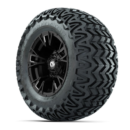 GTW® Vandal Matte Black/Machined 12 in Wheels with 23X10.5-12 Predator All-Terrain Tires – Full Set