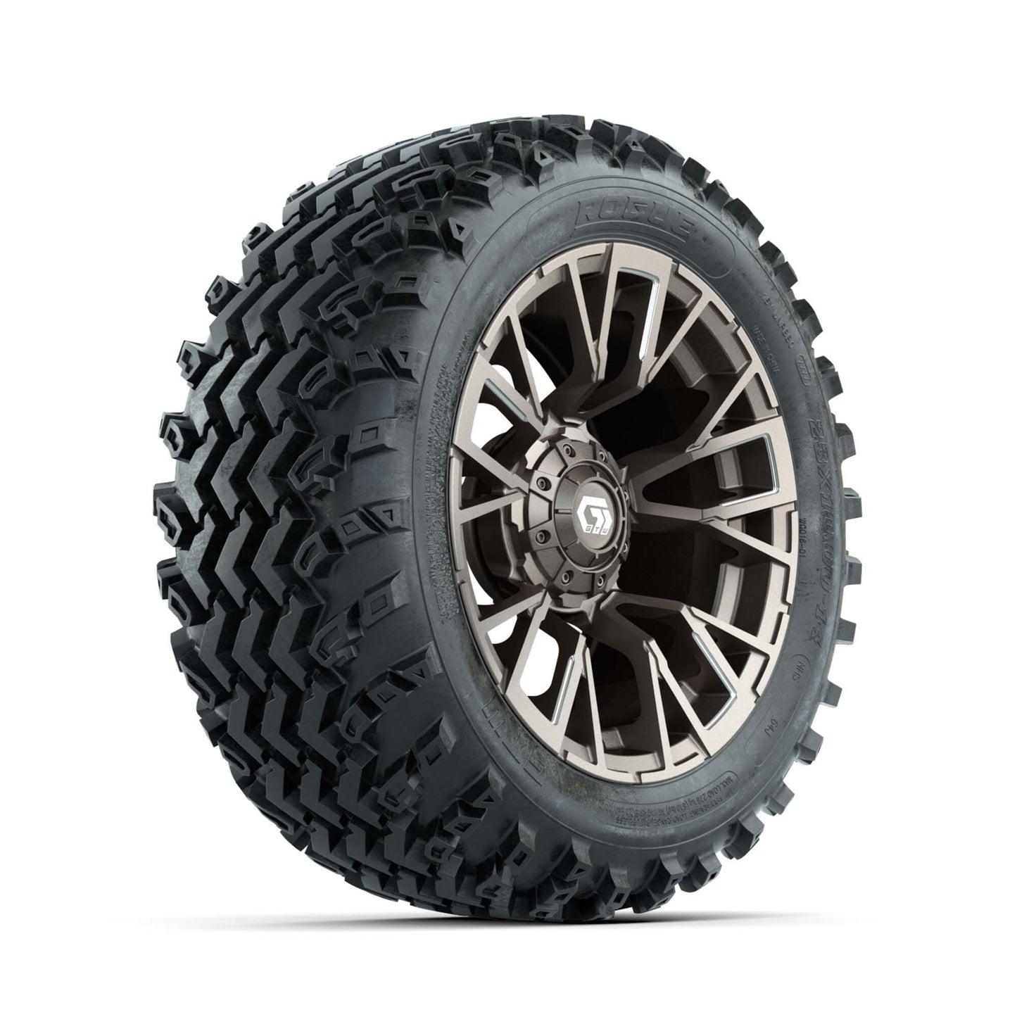 GTW® Vandal Bronze/Machined 14 in Wheels with 23X10.00-14 Rogue All-Terrain Tires – Full Set