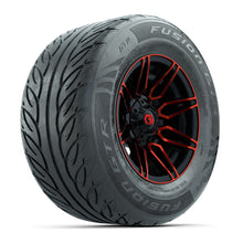 GTW® Stealth Red/Machined 12 in Wheels with 255/55-R12 Fusion GTR Steel Belt Radial Street Tires – Full Set
