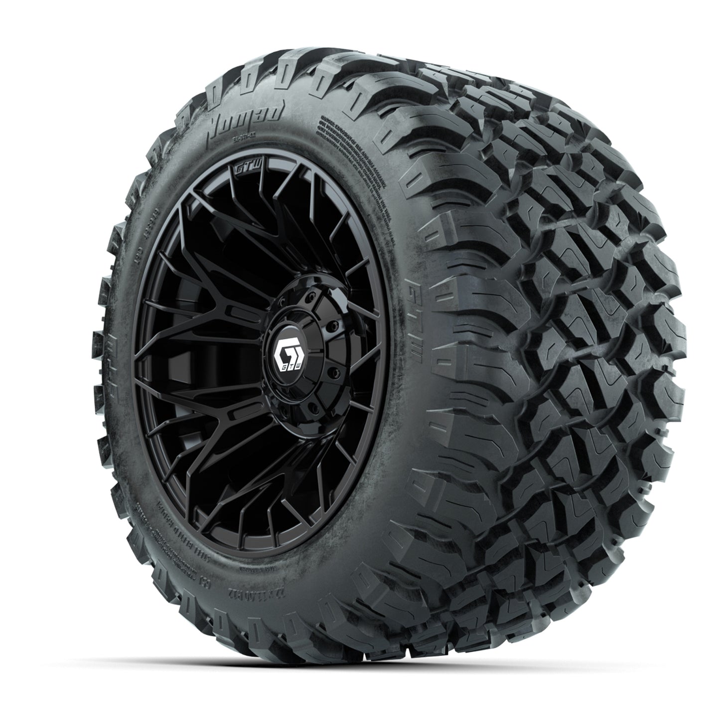 Set of (4) 12 in GTW® Stellar Black Wheels with 22x11-R12 Nomad All-Terrain Tires