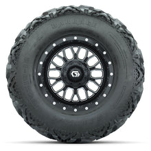 GTW® Helix Black/Machined 12 in Wheels with 25X10-12 Barrage Mud Tires – Full Set