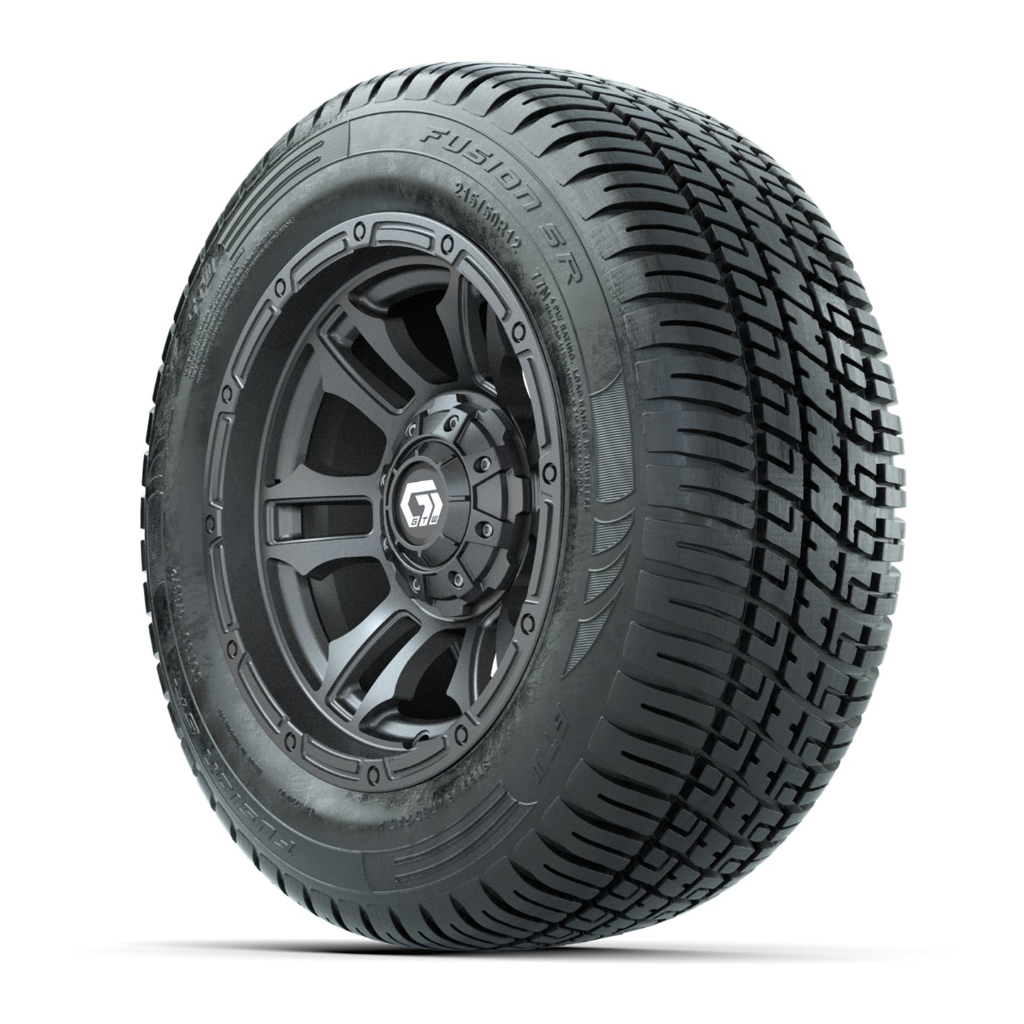 GTW® Shogun Gunmetal 12 in Wheels with 215/50-R12 Fusion S/R Steel Belt Radial Tires - Full Set