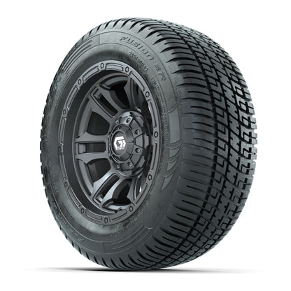 GTW® Shogun Gunmetal 12 in Wheels with 215/50-R12 Fusion S/R Steel Belt Radial Tires - Full Set