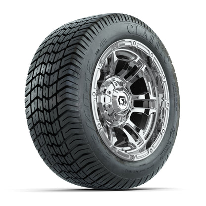 GTW® Shogun Chrome 12 in Wheels with 215/40-12 Excel Classic Street Tires – Full Set